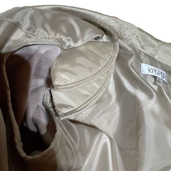 Kasper 2 piece Kristy Slim Fit Pant Suit Slacks Open Front Blazer Gold M… - Picture 7 of 13